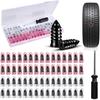 60PCS Tire Repair Rubber Nail Tire Plugs Kit with Screwdriver | Screw In Tire Plugs | Two Sizes | Portable Emergency | Puncture Fix | Repair Tool for