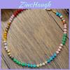 Natural Stone Colorful Beaded Necklace With Stainless Steel Chain For Women