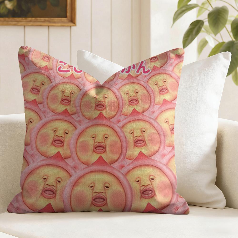 KKobito ZZukan Peach Cushion Cover Eco Linen Pillow Case DoubleSided Print Breathable Durable Zipper Home Decor Gift