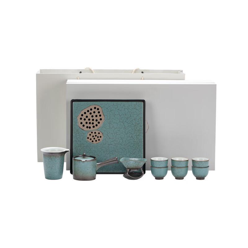 Handun Light Luxury Peacock Green Ceramic Tea Set