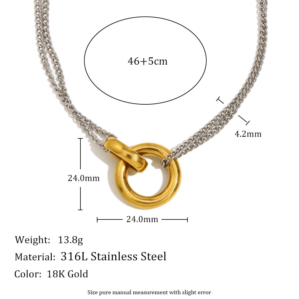 

MamacitaSlay Minimalist Stainless Steel Ring Double Color Necklace Suitable For Women s Charm Waterproof Neck Jewelry Party Gift 51cm