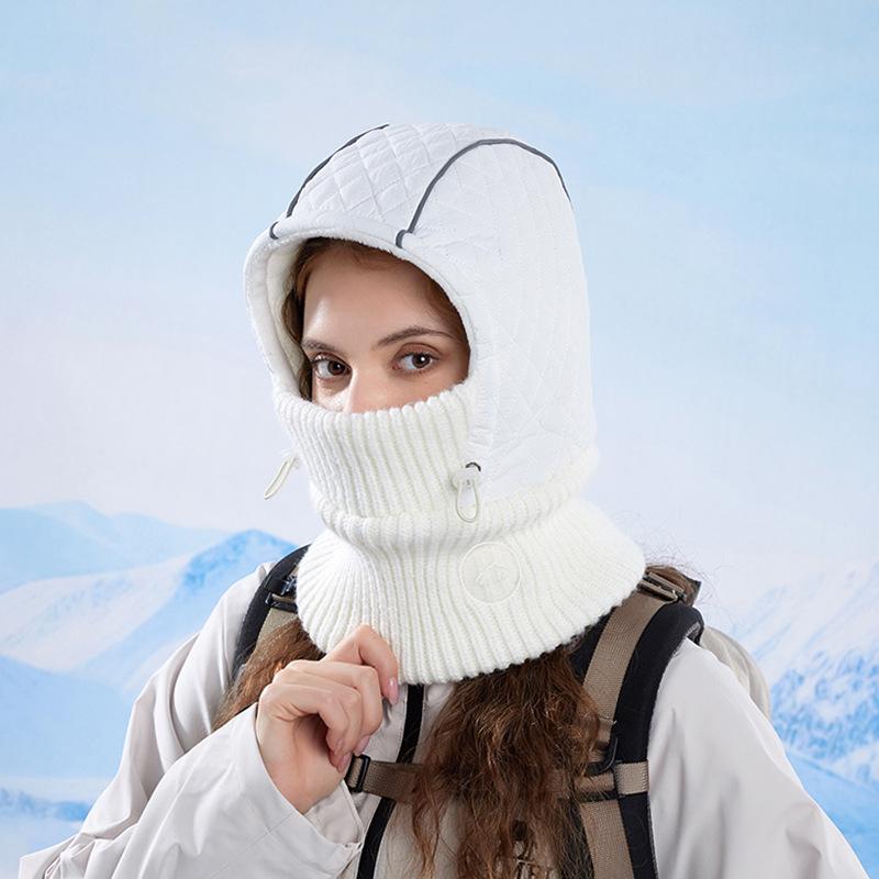 Winter Hat Mask Scarf All-In-One Hat Men's Velvet Warm Pullover Hat Women's Outdoor Cycling Ear Protectors Bomber Hat