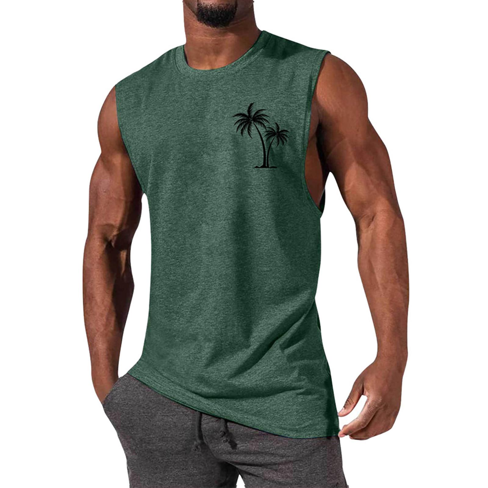 

Men s Summer Fashion Casual Sleeveless Camisole Top L зелёный