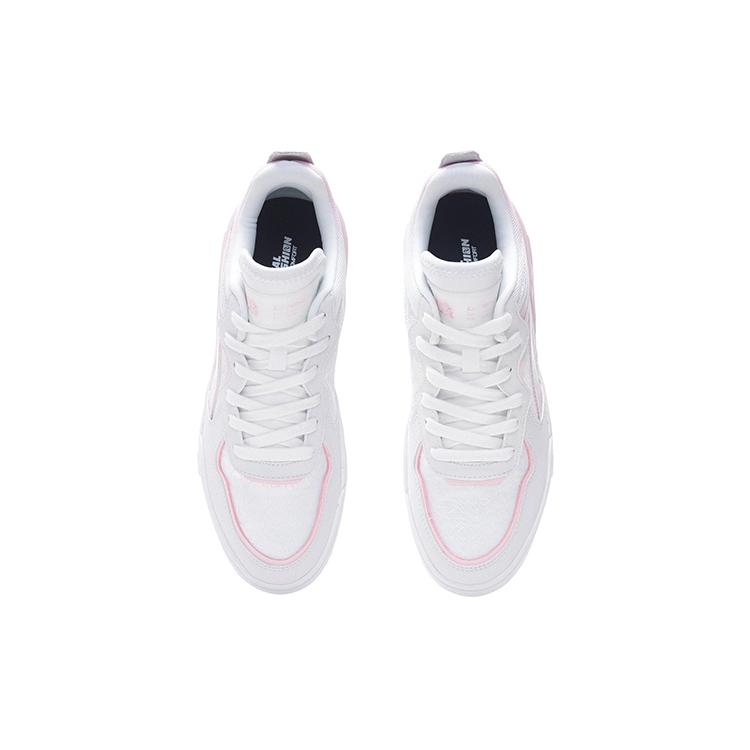 New LiNing Wave V1 Cherry Blossom Limited Edition Anti Slip Wear Resistant Low Top Skateboard Shoes Women's White Pink AGCS182-3
