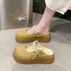 Pearl fairy wind thick bottom heightening Mary Jane cool slippers women wear 2025 summer new bag head half slippers