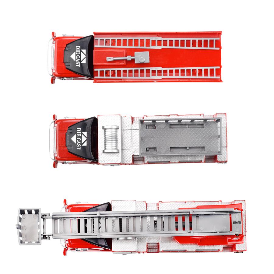 Ids Toy Fire Truck Model Alloy Diecast Inertia Fire Ladder Vehicle Rescue Transport Car Educational Toys for Children Boys Gift