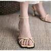 2025 New French Fine Strap Square Head Design Sandals for Women's Summer Sexy Open Toe Clip Toe High Heel Shoes