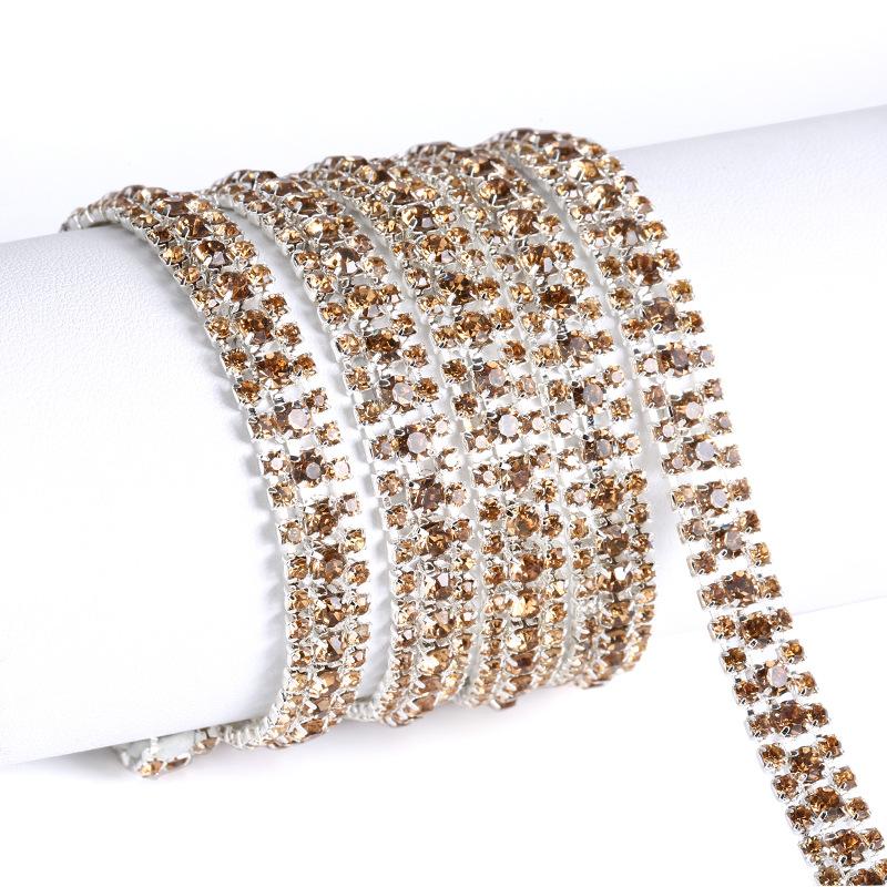3 Reihen Krallenkette Ss8Ss16 Farbe Dichtes Strassband Strasskette Metall Glasbohrer DIY Schmuckzubehör