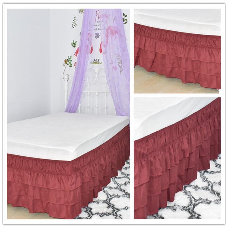 Comfort Luxurious 3 Layers Ruffled Waterfall Style Bed Skirt Unique Dust Tier Design Wrap Around Elastic Easy To Install