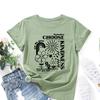 Cotton T-Shirt Short Sleeve Round Neck Women 2d Print Tops