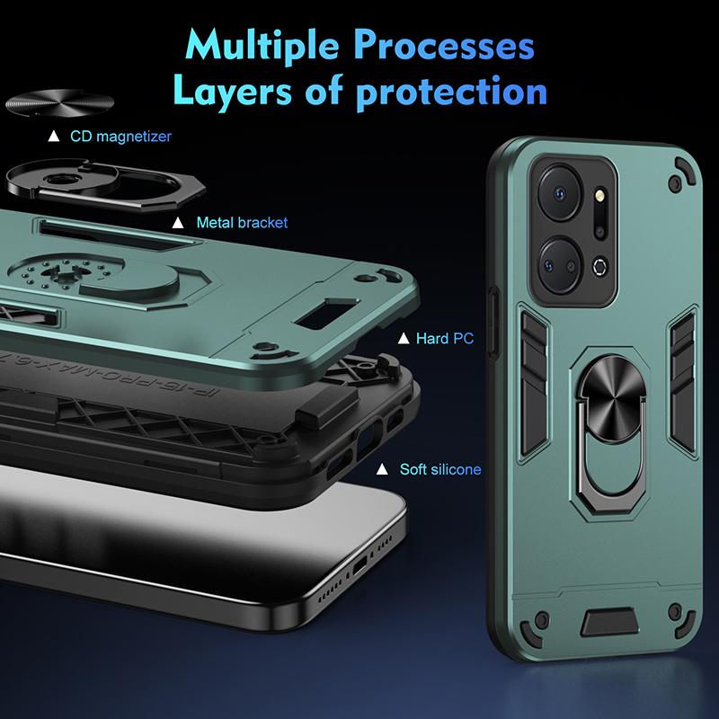 For Honor X7 X7A A7B Shockproof Armor Case For Honor X7A For Honor X7B Car Magnetic Ring Stand Hard Back Phone Cover