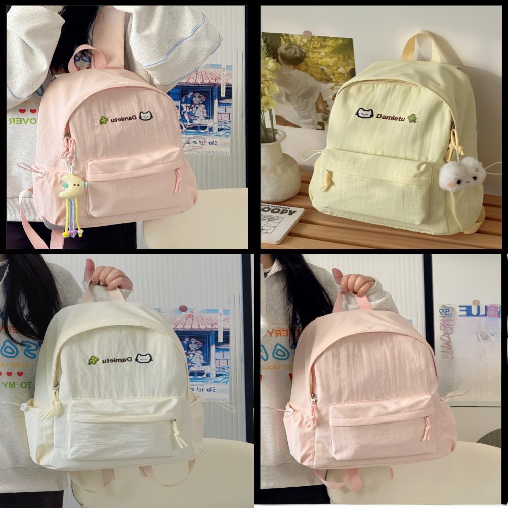 Soft Girl Cat Cartoon Backpack With Nylon Material For School Use