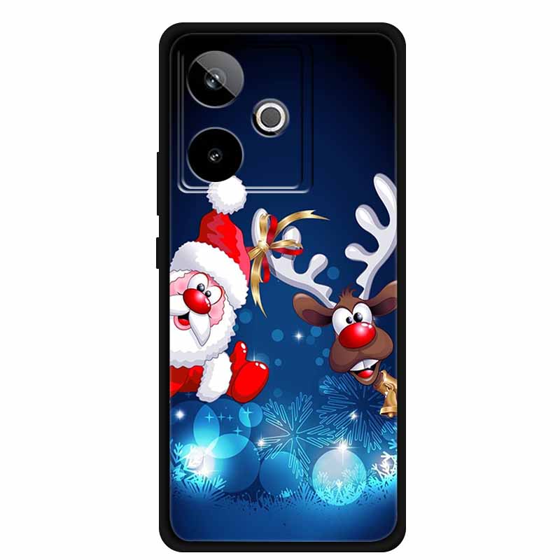 Christmas Cover For Realme GT7 GT 7 7T Case Black Silicone Cases for Realme GT 7T Cartoon Santa Claus Christmas Tree Back Cover