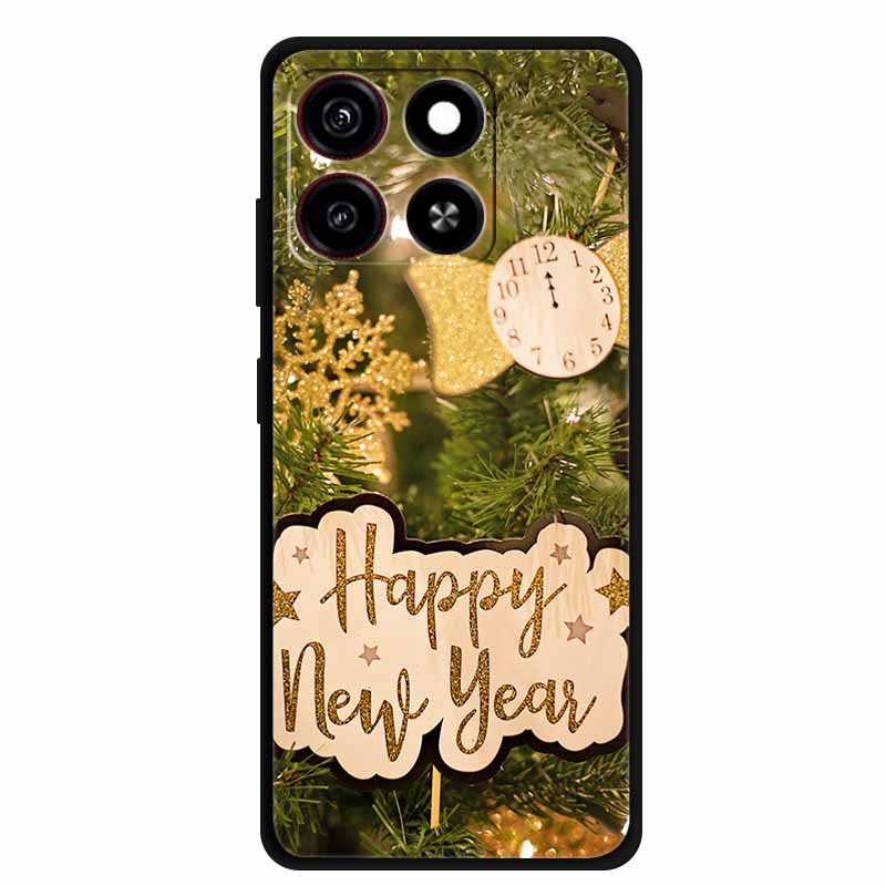 Christmas Cover For ZTE Blade A35 A55 Case Black Silicone Cases for ZTE Blade A55 Cartoon Santa Claus Christmas Tree Back Cover