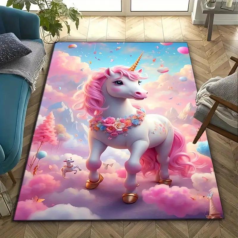 Rainbow Unicorn Carpet for Girls Room Decor Kids Play Mat Nursery Living Room Rug Toddler Floor Mat Christmas Birthday Gift Idea