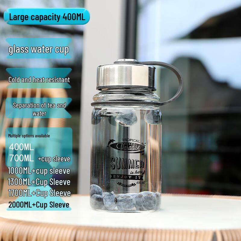 Bashting Portable Borosilicate Glass Tea & Water Bottle