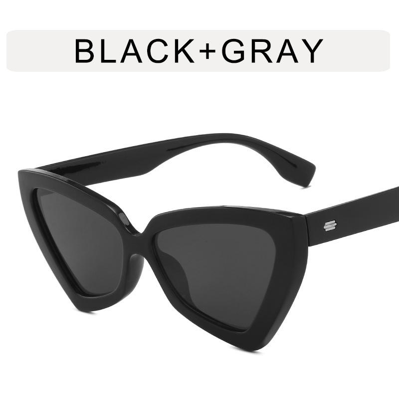 

Большие треугольные солнцезащитные очки «кошачий глаз» с рисовыми ногтями для женщин, модные солнцезащитные очки с защитой от ультрафиолета, очки в стиле ретро, ​​трендовые очки чёрный