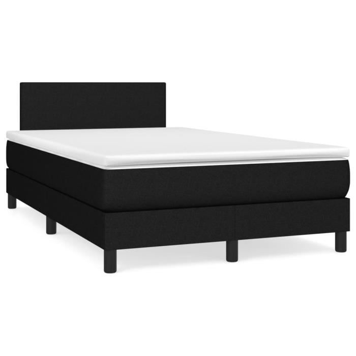 3139883 vidaXL Lit à sommier tapissier avec matelas Noir 120x200 cm Tissu