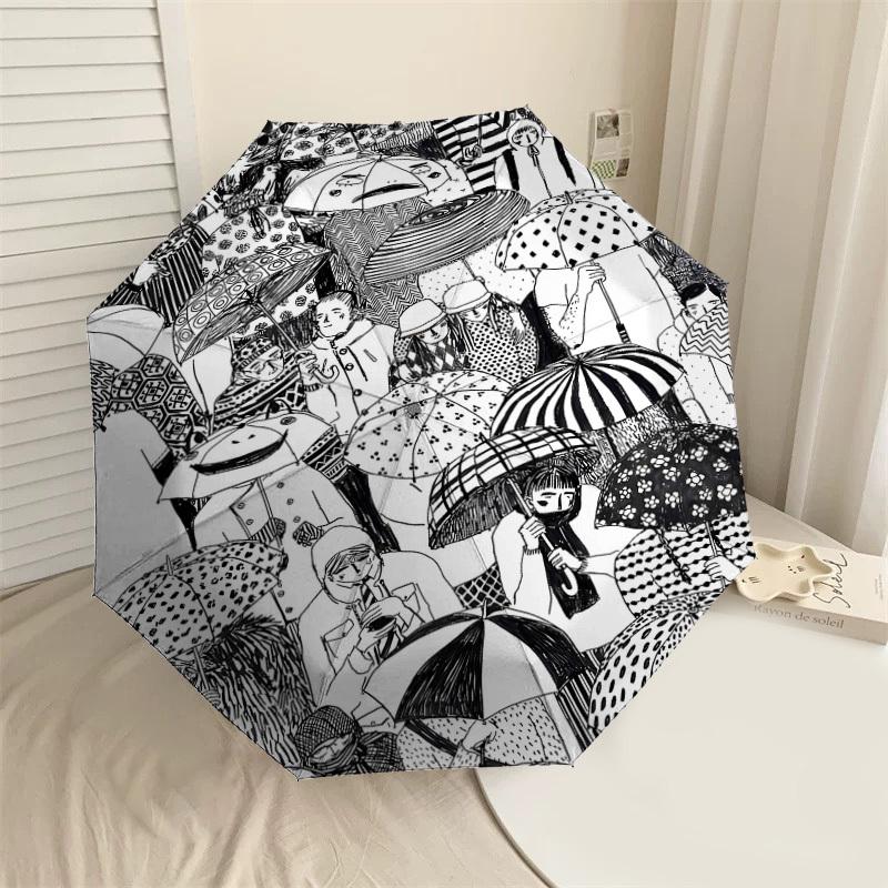 

1PC Umbrella Patterns Umbrella-9-Rib Reinforced, Automatic Open, Lightweight & Durable, Cute Fashion Accessory for Outdoor-P0733