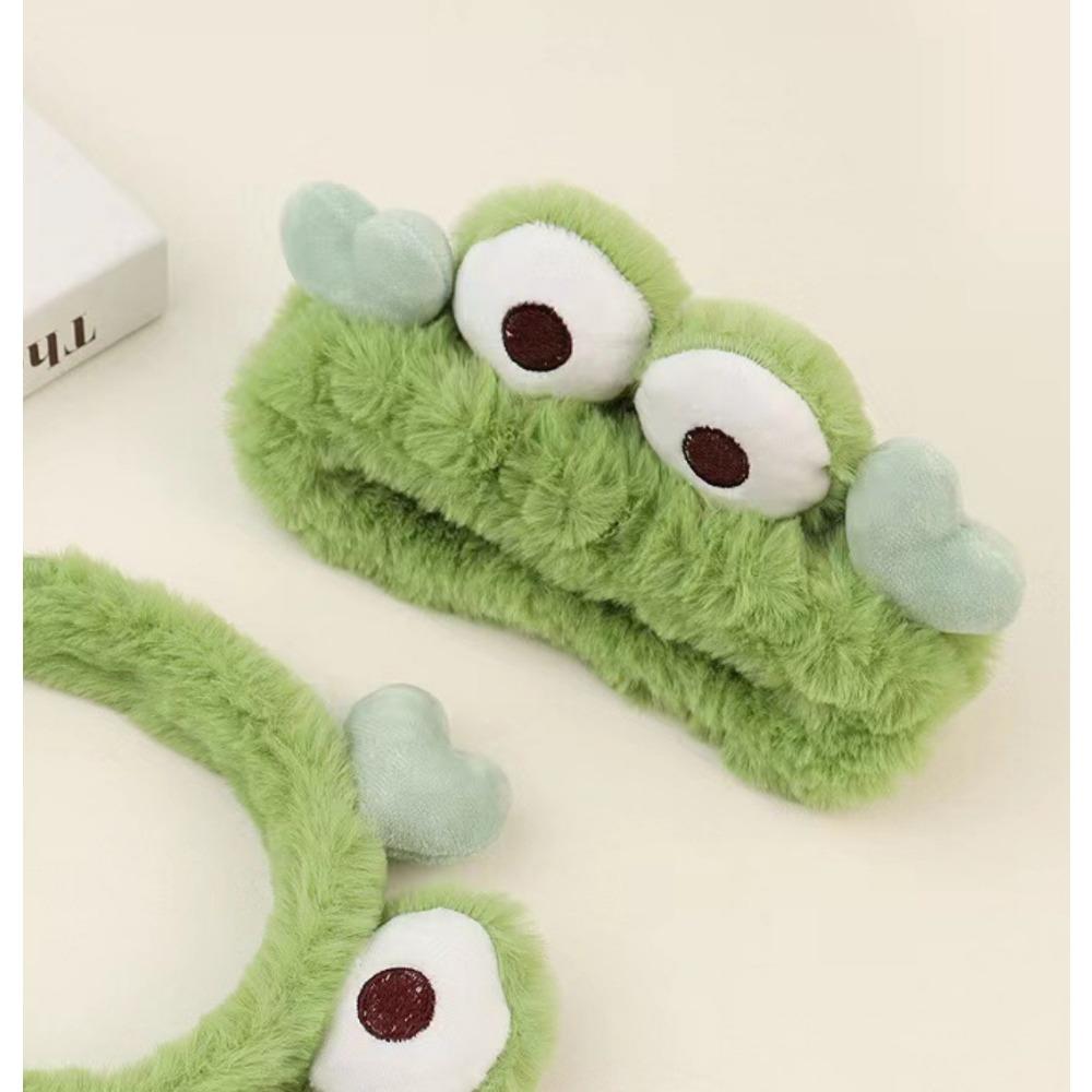 2pcs Cartoon Frog Headband Headband Plush Face Wash Hair Accessories Fresh Big Eyes Cute Headband Headgear Set