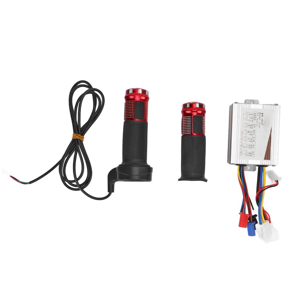 48V 500W Brushed Controller and Red Crystal Long Line Throttle Twist Grip Set for Electric Bikes