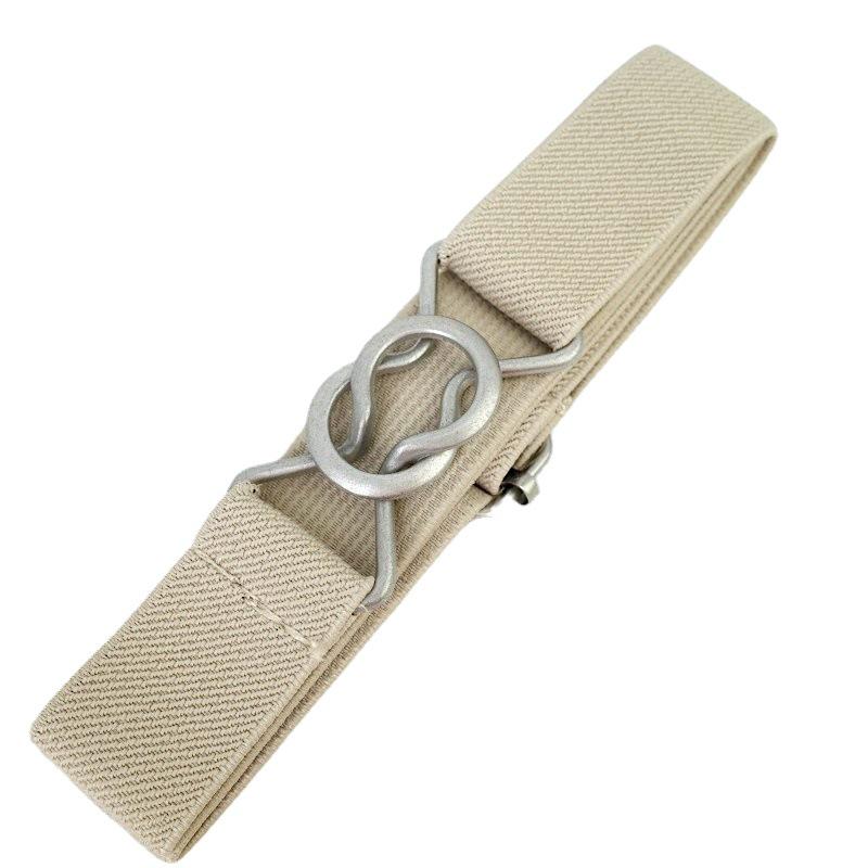 Cintura in Pelle Elastica Regolabile per Bambini con Tessuto Twill e Fibbia Sportiva a Forma di 8