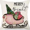 Christmas Pillowcase Linen Print Elk Snowman Home Decoration Sofa Cushion Cover