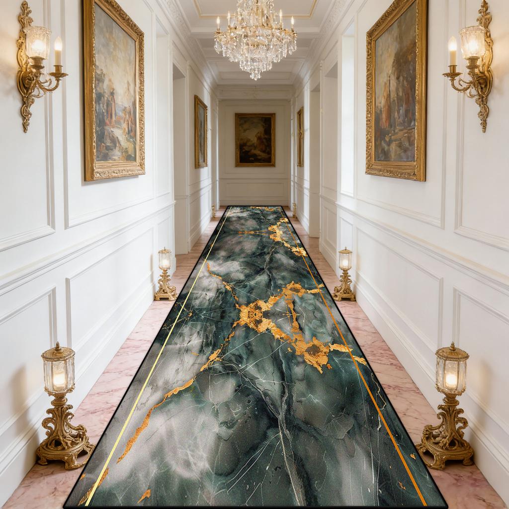 Light Luxury Marble Style Corridor Carpet Europe Decoration Home Easy Clean Runner Rug el Stair Passageway Non-slip Long Mats