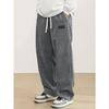 Men'S Corduroy Straight Leg Pants with Drawstring Waist, Pockets, and Logo Design  Stretchy Casual Fit for Everyday Wear Spring