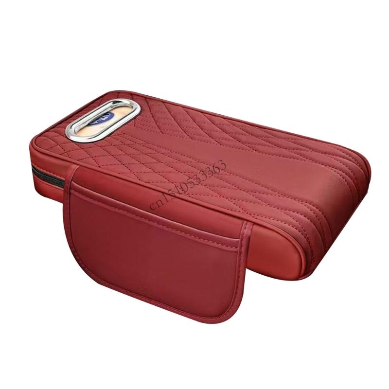 090E Car Armrest Cushions Pad Provide Comfort & Handy Storage Armrest Box Storage Leather Armrest Cushions for Vehicles