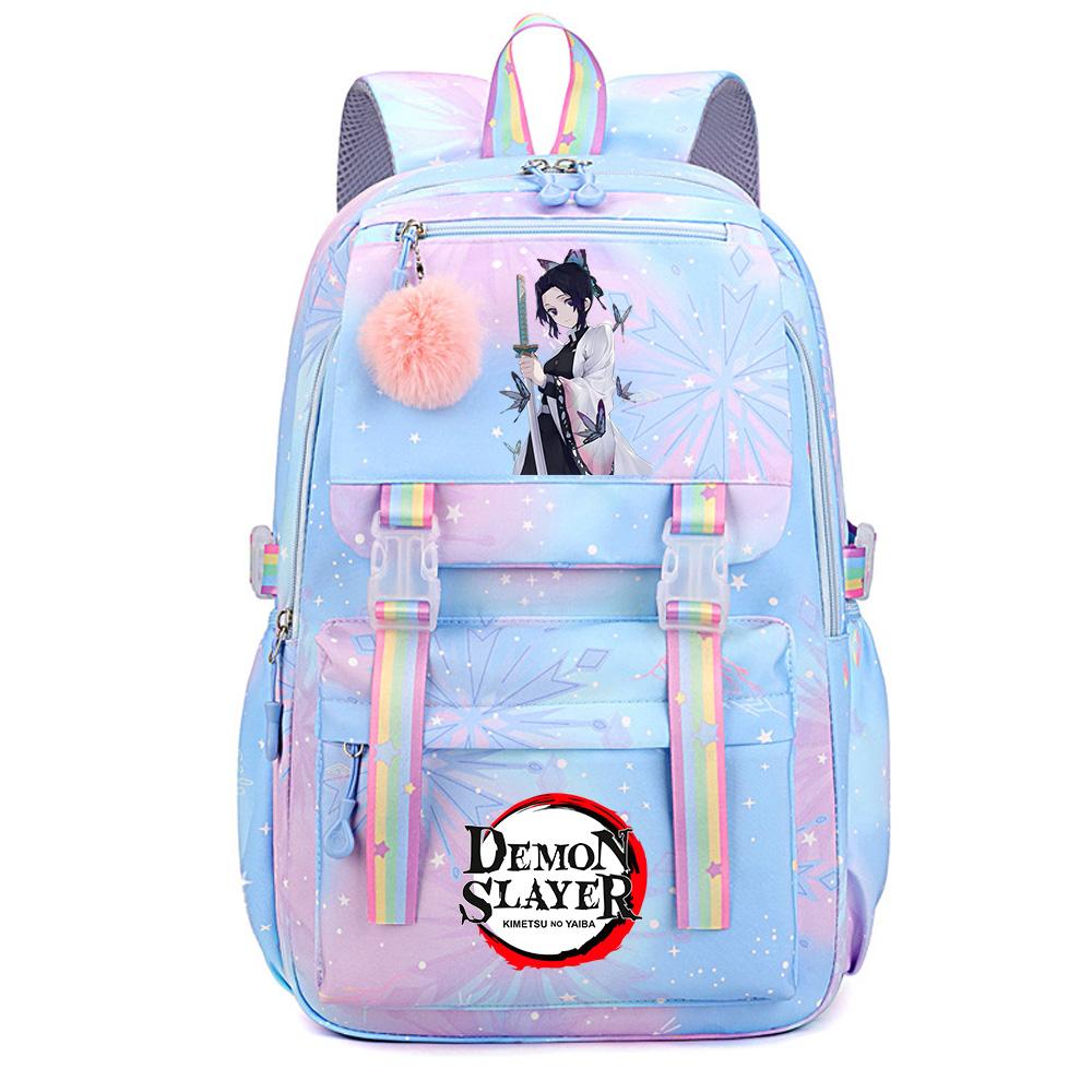 Roztomilý anime batoh s potiskem Demon Slayer pro dospívajícího studenta Školní taška Velkokapacitní Vodotěsná Cestovní taška Dárek