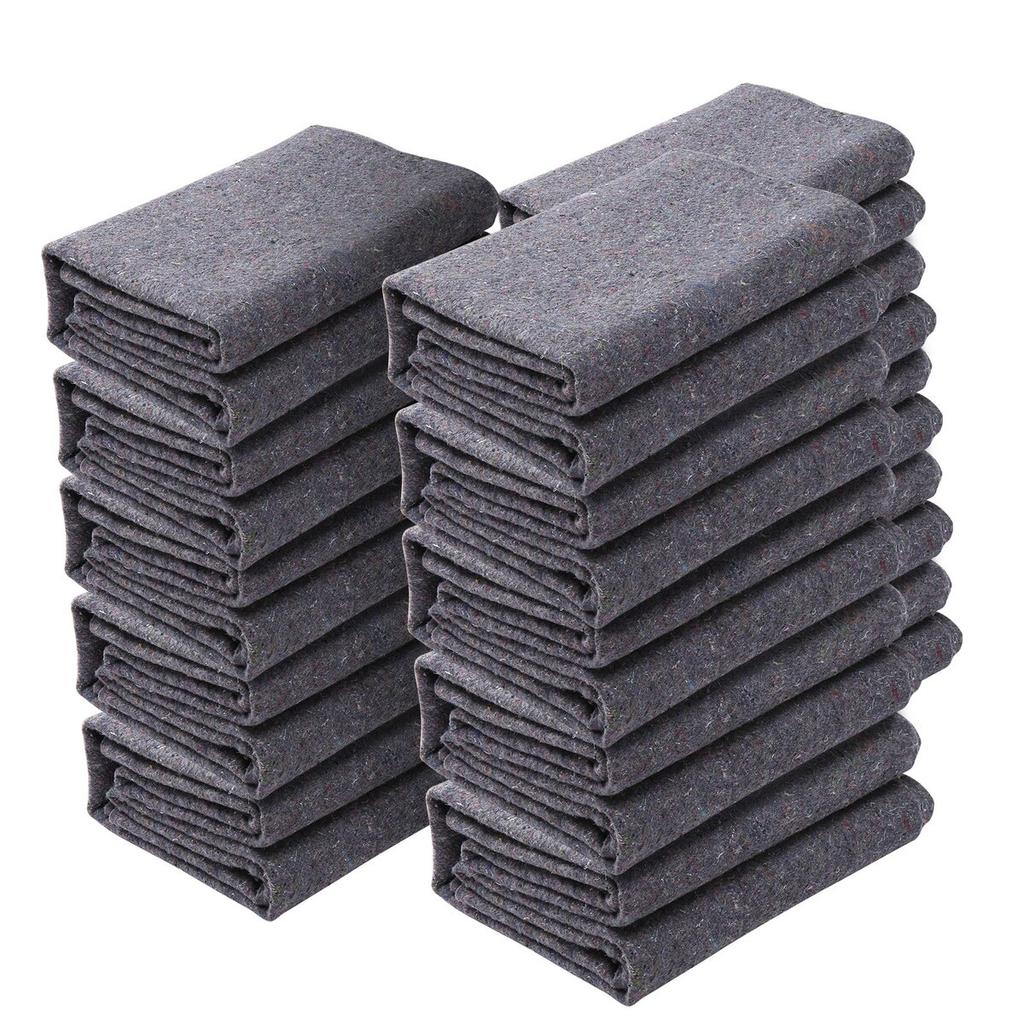 Moving Blankets, 72" x 54", 21 lbs/dz Weight, 12 Packs, Professional Recycled Cotton Packing Blanket, Large Heavy Duty Shipping Mover Pads Perfect for