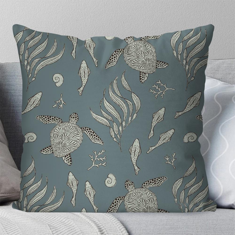 1pc Marine Organism Shells Pillow Case Square Pillow Bedroom Sofa Leisure Comfort Cushion Car Living Room Home Decoration 40X40