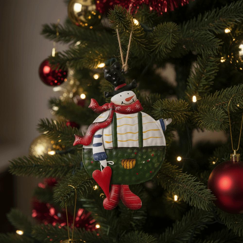 Creative Handmade Snowman Hanging Model with Lanyard Hanging Xmas Ornament Cartoon Iron Christmas Tree Decor New Year Party