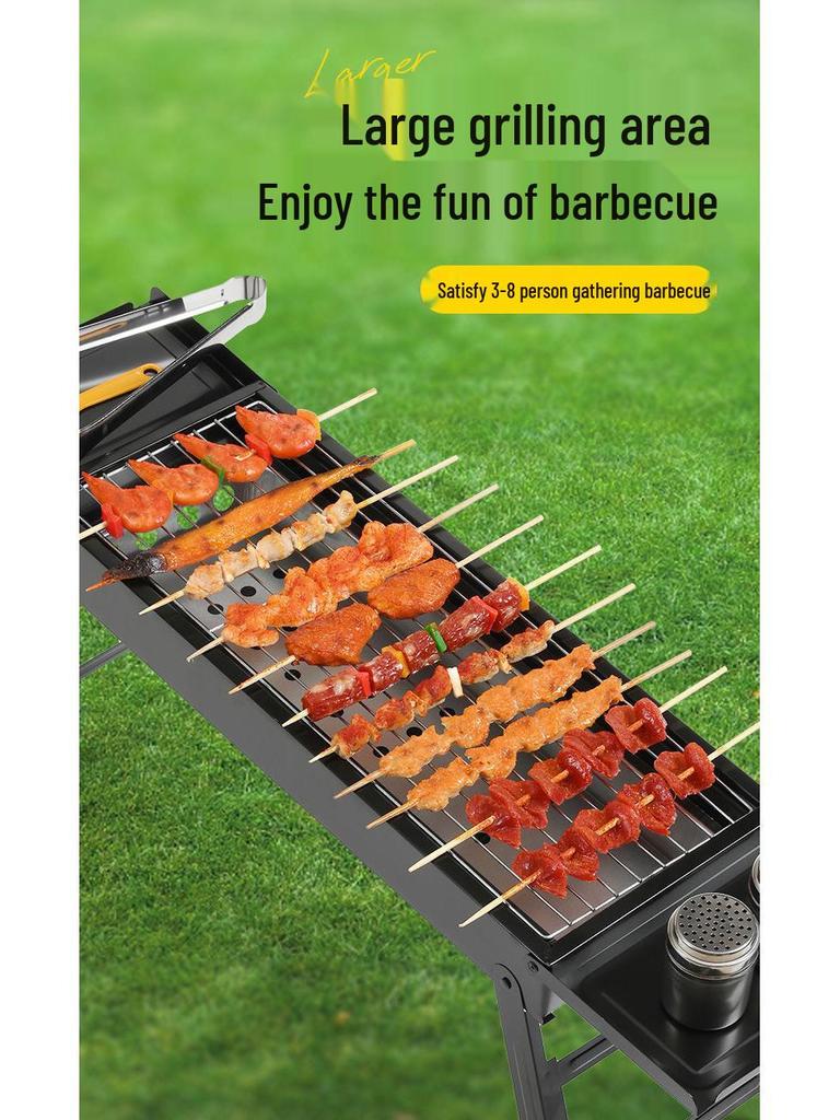 Foldable Charcoal Grill: Medium/Large Portable BBQ Rack for Home & Outdoor Use