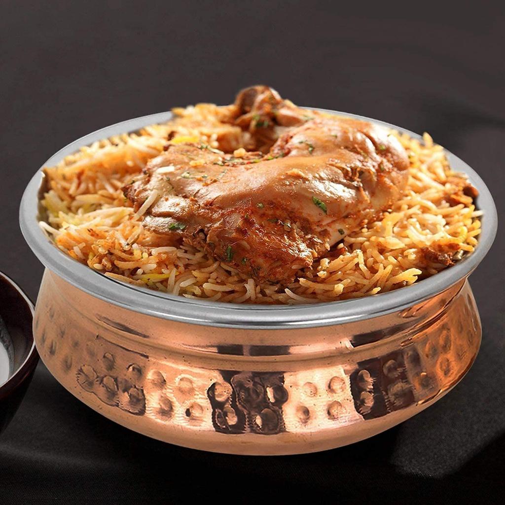 Hospitality Heavy Duty Stainless Steel Copper Base Handi, Multipurpose Food Serveware, Tableware, Copper Serving Bowl, 500ml (Pack of 1Pc)