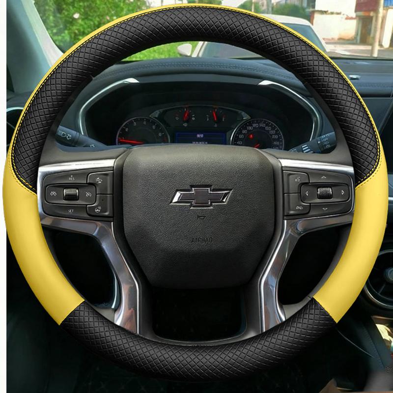 Microfiber Leather Car Steering Wheel Cover For Chevrolet Blazer 19-22 Silverado 19-21 3500HD 20-21 Suburban Tahoe 21