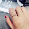 Korean version of women's crown ring, exquisite double-layer zircon micro-inlaid women's ring, curved V index finger ring for women