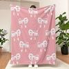 Pink Bow Fuzzy Blanket Cute Bowknot Throw for Valentines Day Cozy Flannel Blanket for Home Bed Sofa Couch Chair