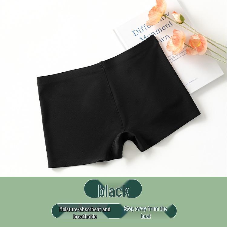 

Женские бесшовные шорты-безопасности со средней посадкой - Ледяной шелк, ластовица из чистого хлопка, подъем бедер, защита от просвечивания, не скручиваются Ice Silk Black