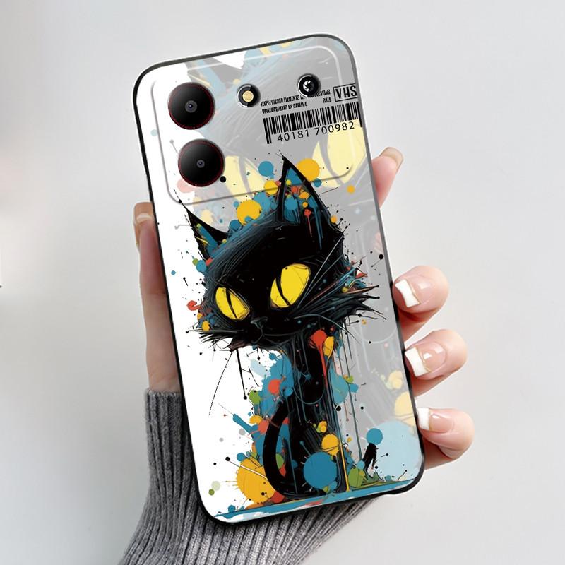 Süße Cartoon Hülle Für ZTE Blade A54 Fundas Capa Druckschale Schutzhülle Weiches Silikon Schwarzes Gehäuse Coque