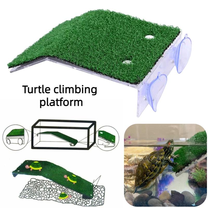 Realistic Grass Turtle Sunning Platform Abs Material Fish Tank Accessories