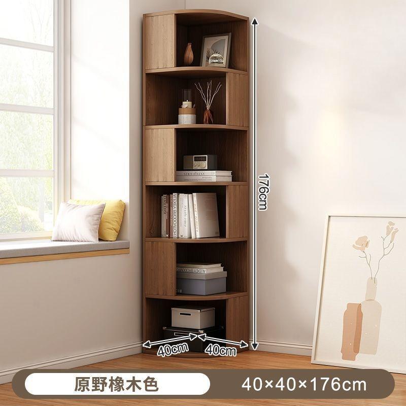 Corner Cabinet, Multi-layer Solid Wood Storage Rack for Living Room, Floor-standing or Wall-mounted Bookshelf for Corner Storage
