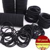 Black Extra Thick High Elastic Hair Scrunchie - Durable, No Damage Women's Ponytail Band