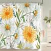 Tenda Doccia Motivo Fiori e Uccelli 3D Paravento Bagno Tessuto Impermeabile Decorazione Bagno 240X180cm Con Ganci Tende Doccia