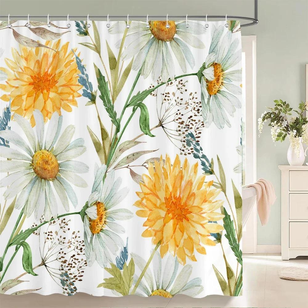 Tenda Doccia Motivo Fiori e Uccelli 3D Paravento Bagno Tessuto Impermeabile Decorazione Bagno 240X180cm Con Ganci Tende Doccia