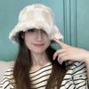Autumn and winter lamb wool warm versatile student female bucket hat letter plush basin hat fleece