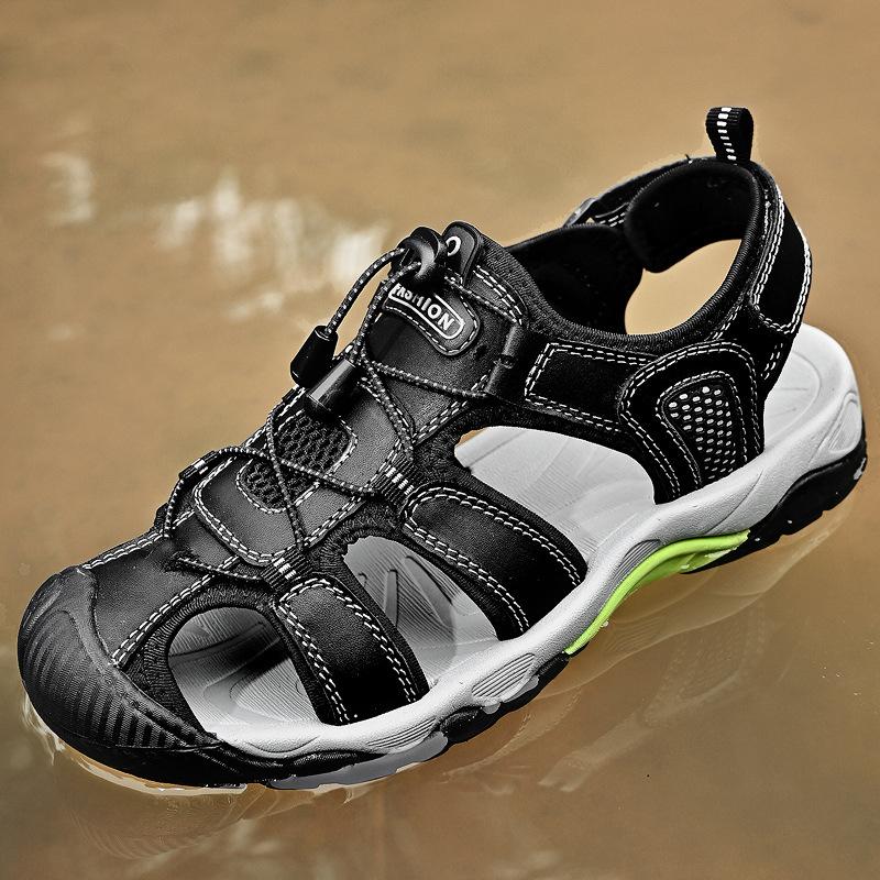 Sandals men's trendy outdoor sports leather bag head casual shoes slippers 2025 new summer breathable men's beach shoes