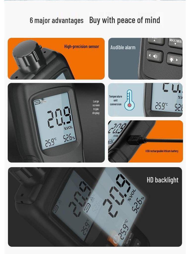 Yuwen YW-GS Portable O2 Detector & Alarm
