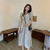 Summer Floral Temperament Skirt, Medium Length Short Sleeved French Fresh and Sweet Dress, Fairy Dress, Fashionable Women's Clothing